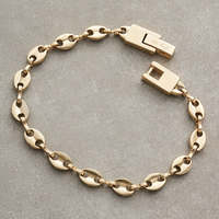 Bracelet Chaîne Grain de Café en Acier Inoxydable pour Homme avec Fermoir Ajustable, Plaqué Or 18K Personnalisable Anti-Ternissement