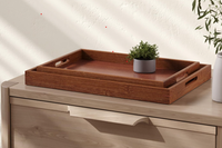 Plateau de service moderne en bambou, durable et unique, plat à collation oriental pour la présentation de bistrots, de thés et de repas, avec finition naturelle