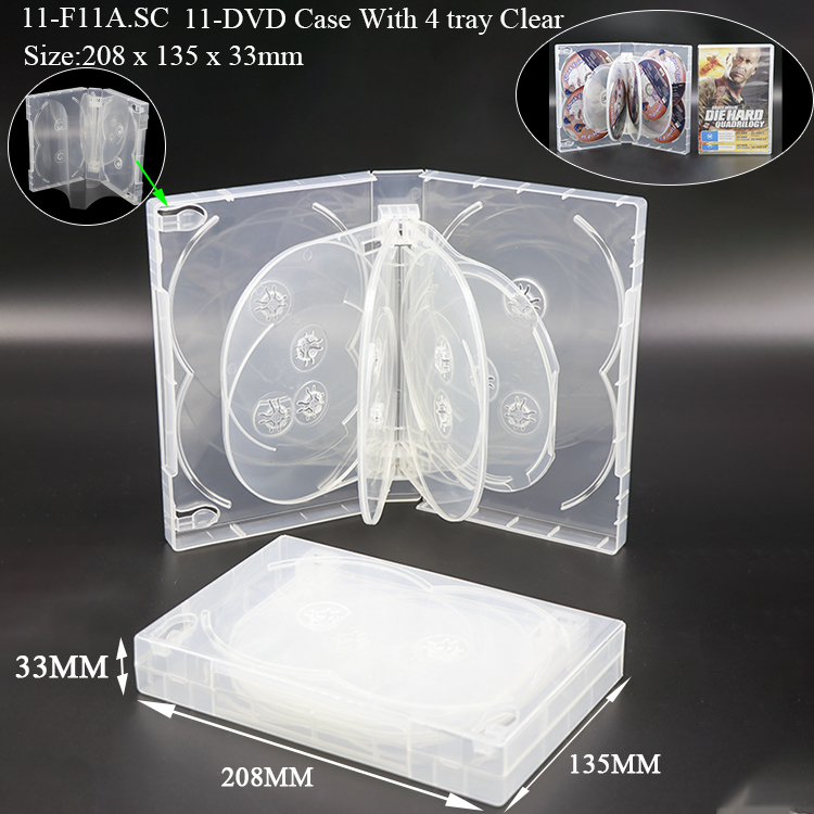F11&nbsp;:&nbsp;33&nbsp;mm, étui pour 11&nbsp;DVD transparent
