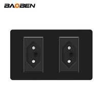 Panel de Enchufes BAOBEN para PC, 118*72mm, Enchufe de Pared 10A 20A, Estándar Brasileño, Universal, Blanco, Gris, Negro, Dorado