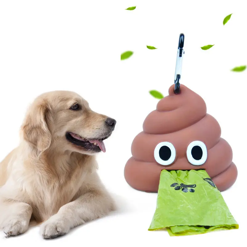 Komik şekli dağıtıcı silika jel köpek temizleme çanta tutucu Pet Poop atık torbası
