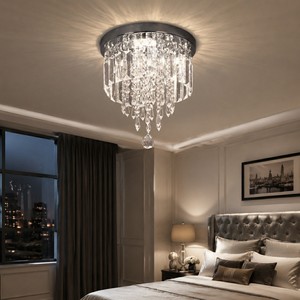 Luminaires de plafond LED en cristal K9 en acier inoxydable de luxe moderne pour salon, cuisine, chambre à coucher - Product Image 1