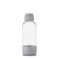 Calidad adecuada 38mm Tamaño del cuello 500ML 1L Soda Stream botella de agua sin BPA PET botella de plástico para hacer soda con tapón de rosca de PP gris