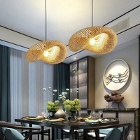Tissé naturel fait main Restaurant japonais éclairage décoratif en bois bambou lustres créatif rotin pendentif canne suspendu
