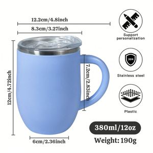 Mug à bière isotherme personnalisable en acier inoxydable et plastique de 12 oz avec poignée, anti-fuite, idéal pour les fêtes - Product Image 2