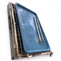 Cage pour chien en acier inoxydable, pliable, avec plateau amovible 360 °   Cage pour animaux à double porte avec roulettes pivotantes pour usage vétérinaire
