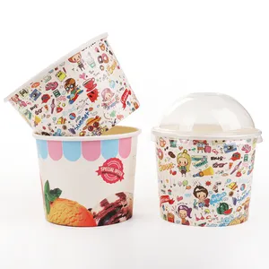 20oz Logo bedruckter Eis-Papierbecher/gefrierter Joghurt-Papierschüssel einweg umweltfreundlich lagerbar biologisch abbaubarer Einweg-Karton
