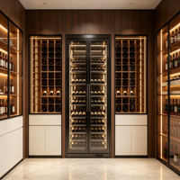 Meuble Bar Haut de Gamme en Chêne Massif sur Mesure, Écologique, avec Éclairage Ambiant et Tiroirs Cachés, pour la Maison Moderne