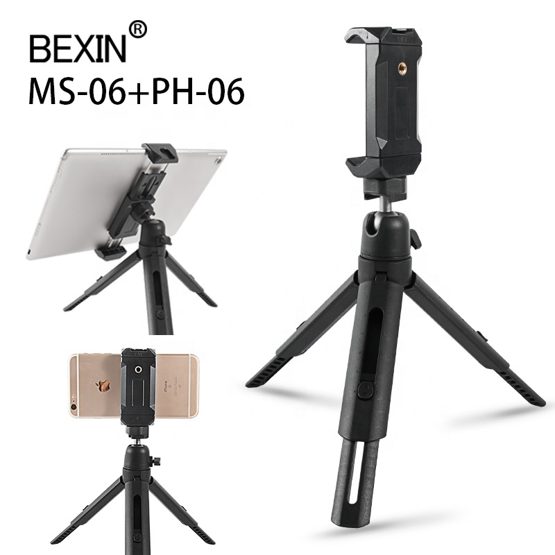 BEXIN Mini Desktop Practical Tripod flexible lightweight ball head phone clip dual-use hot shoe home tripod stand for SLR Camera