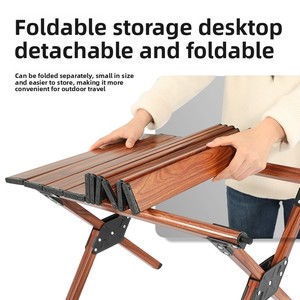 Hiện Đại Đồ Nội Thất Ngoài Trời Hợp Kim Nhôm Roll-up Có Thể Gập Lại Bảng Hạt Gỗ Cắm Trại Thịt Nướng Dã Ngoại Kim Loại Cầm Tay - Product Image 2