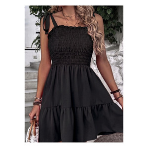 Women's Viscose Flowy Midi <b>Dress</b> Wide Strap 90 Cm Casual Style - Product Image 4