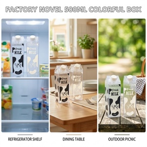 Bouteille d'eau sportive réutilisable en plastique carrée de 500 ml, écologique, pour l'extérieur, avec couvercle, sans danger pour les aliments - Product Image 4