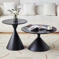 Ensemble de tables d'appoint rondes en métal de luxe moderne, table basse réglable en acier inoxydable pour salon, meubles de maison, style panneau en bois
