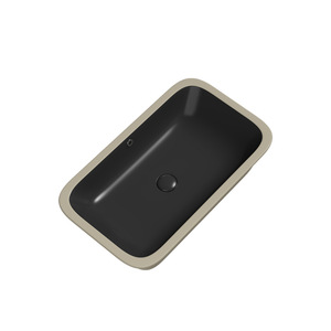 Lavabo Rectangular de Cerámica Negro Mate para Instalar Bajo Encimera, Sin Orificios, Lavabo Liso para Baño - Product Image 1