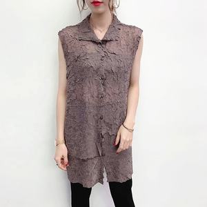 Pakaian Wanita Blus Wanita Musim Panas 2023 Obral Kemeja Tanpa Lengan Timbul Kebesaran Musim Panas 2020 - Product Image 3