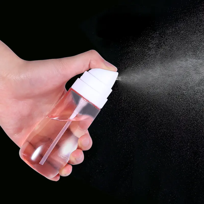 Garrafas plásticas contínuas de névoa fina para spray de óleos de perfume, garrafas de spray essenciais transparentes para cosméticos
