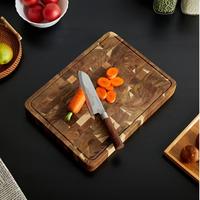 Ensemble de planches à découper rectangulaires en bois pour la cuisine, en bois d'acacia naturel, avec presse-agrumes et poignée intérieure