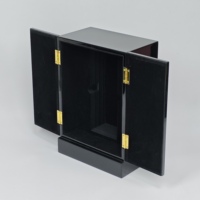 Boîte d'emballage pour vin en bois finition piano haute brillance, doublure en velours premium, logo personnalisé, double porte, boîte de présentation pour une seule bouteille de vin