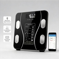 Balance connectée numérique 180 kg pour usage domestique, moniteur de masse grasse, de masse musculaire et d'hydratation corporelle, écran LCD en verre trempé, balance électronique