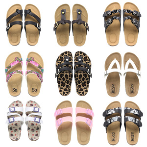 Pantofola in sughero 2023 <span class=keywords><strong>di</strong></span> alta qualità per <span class=keywords><strong>donna</strong></span>, sandali in vera pelle da <span class=keywords><strong>donna</strong></span> con doppio cinturino in colori personalizzati suola in sughero - Product Image 4