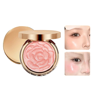 Vente en gros de fards à joues et illuminateurs 3D à effet rose en relief, brillants et lumineux, pour le maquillage du visage, en format compact, prix de gros