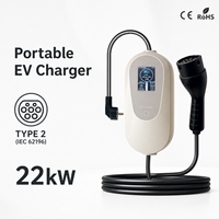 Chargeur EV portable 22 kW 32 A triphasé, norme européenne Type 2, logo personnalisé, station de charge rapide EVSE, IEC 62196-2, directement de l'usine