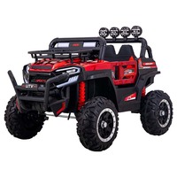 Mobil Listrik Plastik Empat Roda Off-Road dengan Remote Control, Kendaraan Mainan Isi Ulang untuk Anak Laki-laki Perempuan, Dua Anak