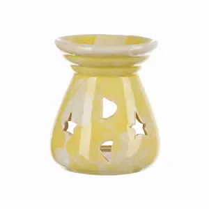Ceramic Essential Oil Lamps Hollow Stars Moon Pattern Simple Essential Oil Fragrance Tea Light Candle Holder