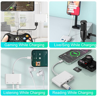 Kabel OTG 3 in 1 Lightning ke Jack 3.5mm Male ke USB Female, Konektor Memori Kamera, Pengisi Daya Headphone, Audio Kamera, Adaptor Aux