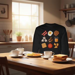 T-shirt à manches longues Full English Breakfast Fry Up en coton de qualité supérieure, coupe unisexe pour adulte - Product Image 3