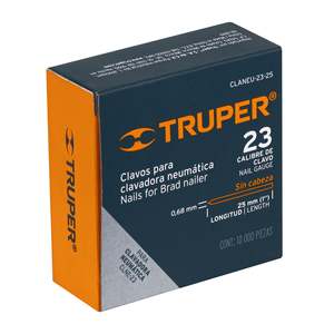 Truper-Clavos de calibre 23, longitud de 25mm, compatible con Truper, caja de 10.000, calibre de 25mm, para la caja de la CLANEU-23-25 - Product Image 1
