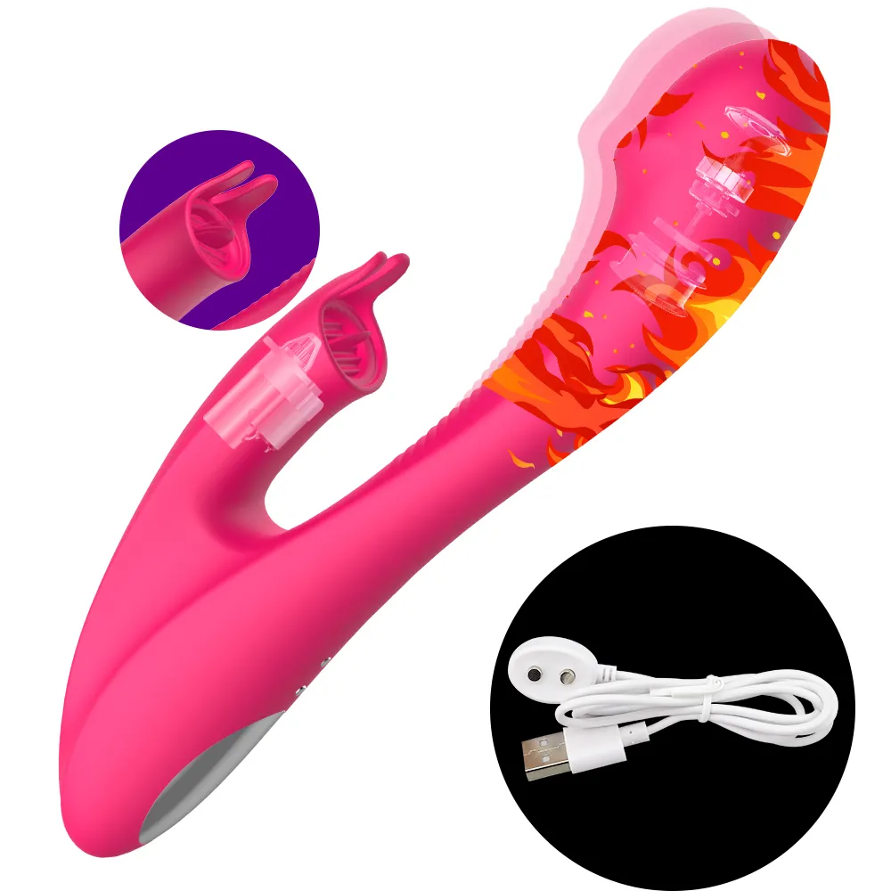USB Rechargeable Waterproof Silicone Tongue Sucking Clitoris Licking Vibrator For Women Orgasm