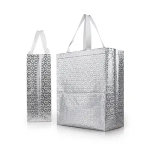 Custom Holographic Metallic Laminated Non-Woven Tote Shopping Bag With Gusset For Promotion Or Package YG