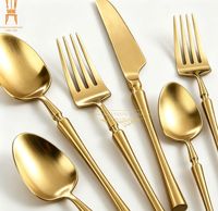 Ensemble de couverts de luxe en acier inoxydable - Vaisselle dorée de style occidental pour mariages et fêtes