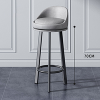 Tabourets de bar hauts modernes en fer pivotants avec petit dossier pour salon de thé, villa, école