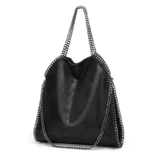 Borsa da donna Unisex in pelle nera PU borsa a mano in pelle nuda catena una spalla diagonale borsa da donna presa di fabbrica