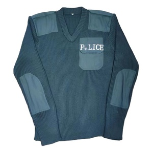 DFW0217 Pull tactique en laine (30%) et acrylique (70%) bleu marine foncé avec poche poitrine et logo brodé personnalisé - Product Image 1