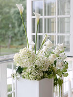 Susunan Bunga Calla Lily Putih Artificial Real Touch untuk Pernikahan, Dekorasi Meja Putih Hijau 30cm 40cm