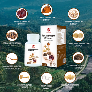 GANOHERB Ten Mushroom <strong>Medicinal</strong> Multi-Mushroom Supplement &amp; <strong>Immune</strong> System Support Reishi Lions Mane Cordyceps Capsules