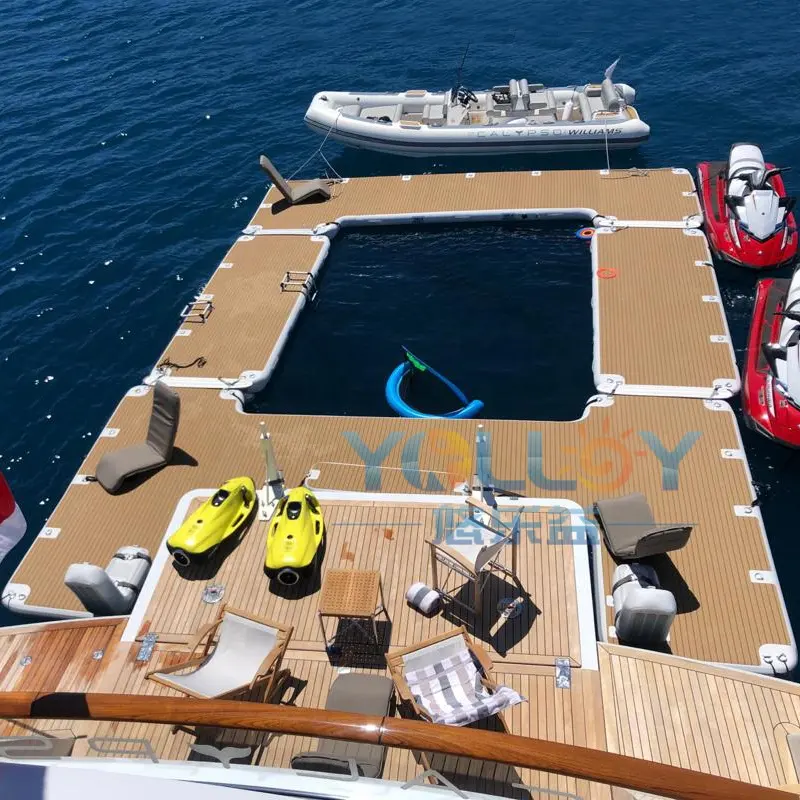 Роскошная яхта EVA комбинация океан сетчатая платформа надувной морской бассейн с тиковым Настилом