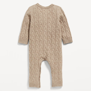 Pijama de noche para niño pequeño de color neutro de <span class=keywords><strong>lana</strong></span> merino personalizado, suéter para recién <span class=keywords><strong>nacido</strong></span>, ropa de punto acanalada de una pieza, mono de bebé - Product Image 2