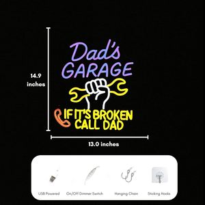 En stock, enseigne au néon « Dad Is <span class=keywords><strong>Garage</strong></span> », décoration murale lumineuse LED pour la « Man Cave », le <span class=keywords><strong>garage</strong></span>, la boutique et les cadeaux pour les passionnés de voitures, néons personnalisés - Product Image 3
