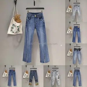 2024 Primavera verão roupas femininas de nova moda algemada jeans com zíper jeans femininos skinny