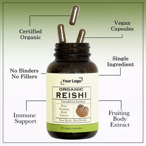Private Label Superfood <span class=keywords><strong>Reishi</strong></span> fungo estratto di caffè capsula Spore Ganoderma Lucidum organico <span class=keywords><strong>Reishi</strong></span> erbe integratore - Product Image 2