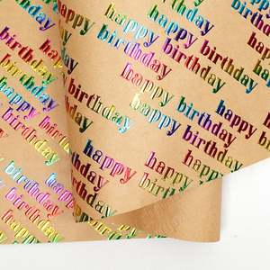 New 3D Touching Sense Embossing Silicone Virgin Gift <b>Wrapping</b> <b>Paper</b> <b>Roll</b> 43x300cm 4 Design Hot Stamping CMYK Disposable Kraft - Product Image 2