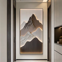 Peinture décorative LED moderne à entrée verticale, Paysage 3D en porcelaine cristalline Tan Mountain, Art mural pour la maison et l'hôtel