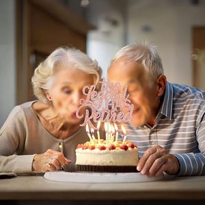 1 ชิ้น ที่ประดับเค้กสีโรสโกลด์กลิตเตอร์ ลาย The Legend Has Retired  สุขสันต์วันเกษียณ ลาก่อนความเครียด สวัสดีเงินบำนาญ ของตกแต่งเค้ก - Product Image 5