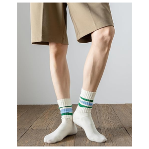 Vintage <b>Stripe</b> Cotton Crew <b>Socks</b> | Comfortable Breathable Everyday Sport <b>Socks</b> for Adults | Wholesale OEM Supplier - Product Image 4