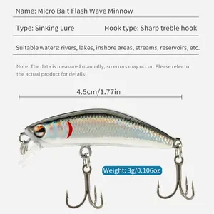 Leurre de pêche TGD Best Minnow, leurre artificiel en plastique dur coulant, crankbait, <span class=keywords><strong>jerkbait</strong></span>, 45 mm, 3 g, leurre de pêche pour la basse, la truite, le <span class=keywords><strong>brochet</strong></span> - Product Image 2
