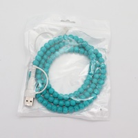 Câble de charge pour téléphone à perles turquoise 4 en 1, cordon de charge multi-prise USB Type C pour appareils iPhone et Android